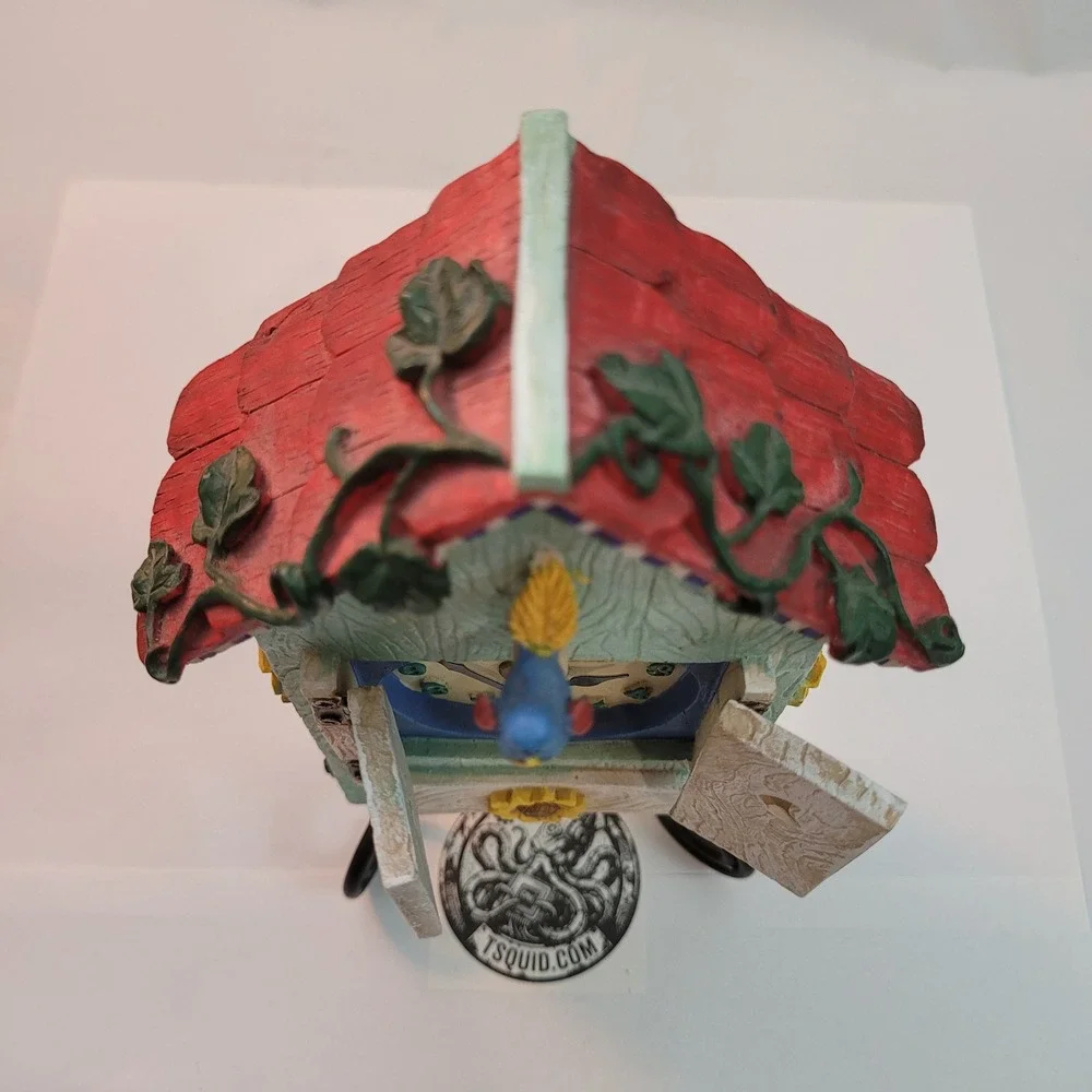 Russ Berrie Birdhouse Table Clock Quartz Sunflower Blue Bird Vintage Decor‎